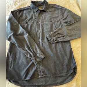 TK Axel Men’s XL Grey Denim Shirt Casual Button-Down Rugged faded grey western
